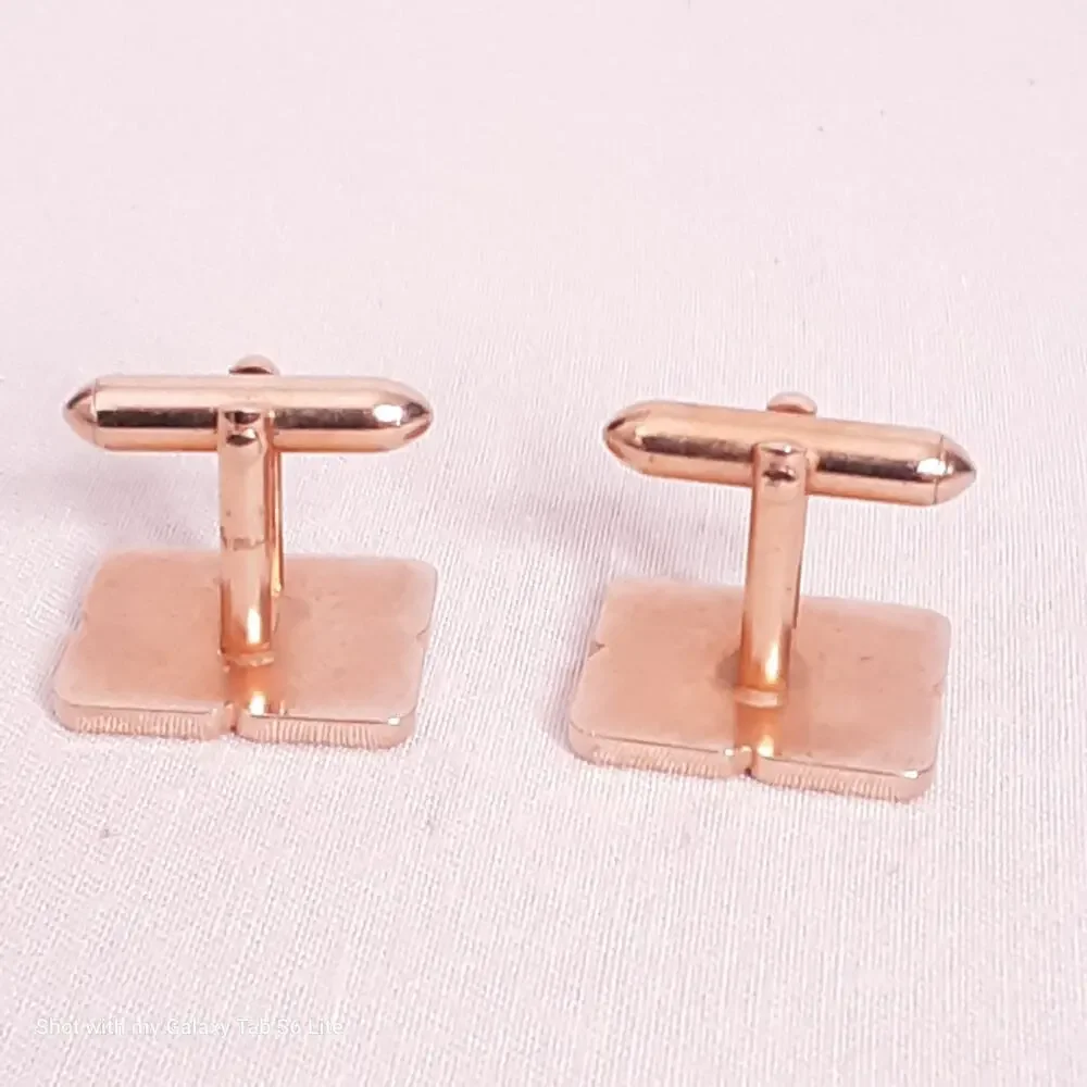 💎Swank Cuff Links Gold Tone Geometric Textured Rectangles